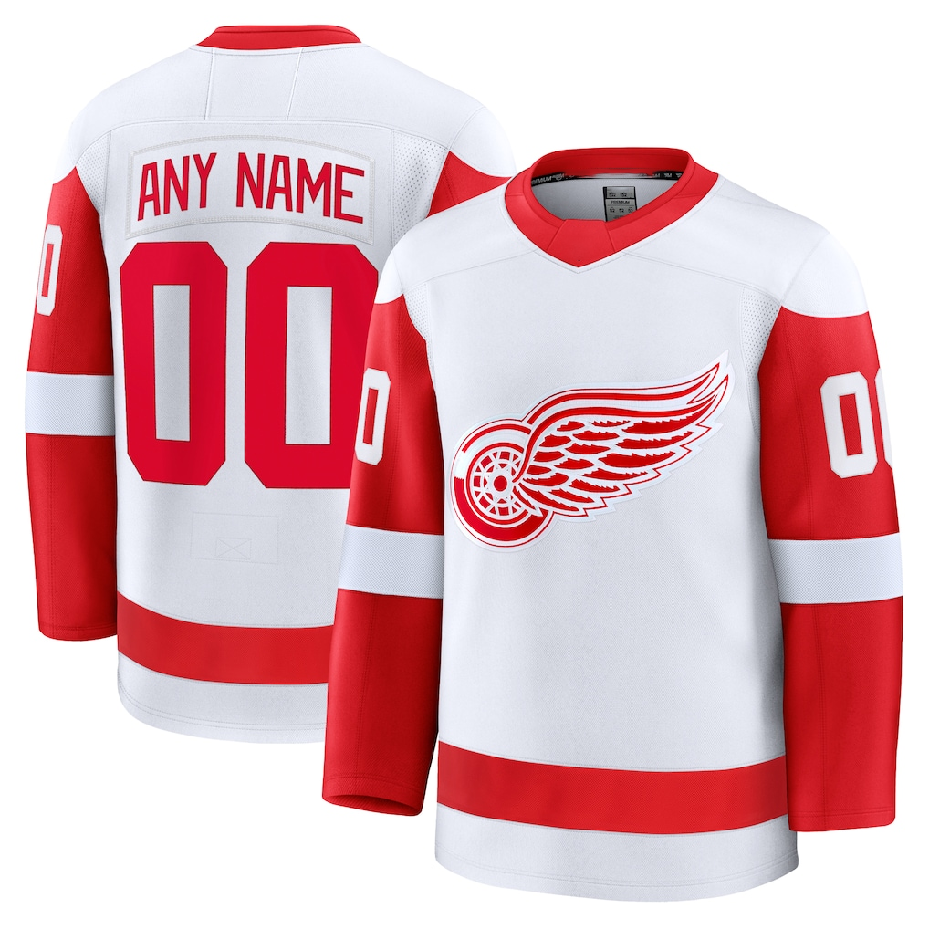 Tlead Custom D.Red wings White Away Premium Jerseys