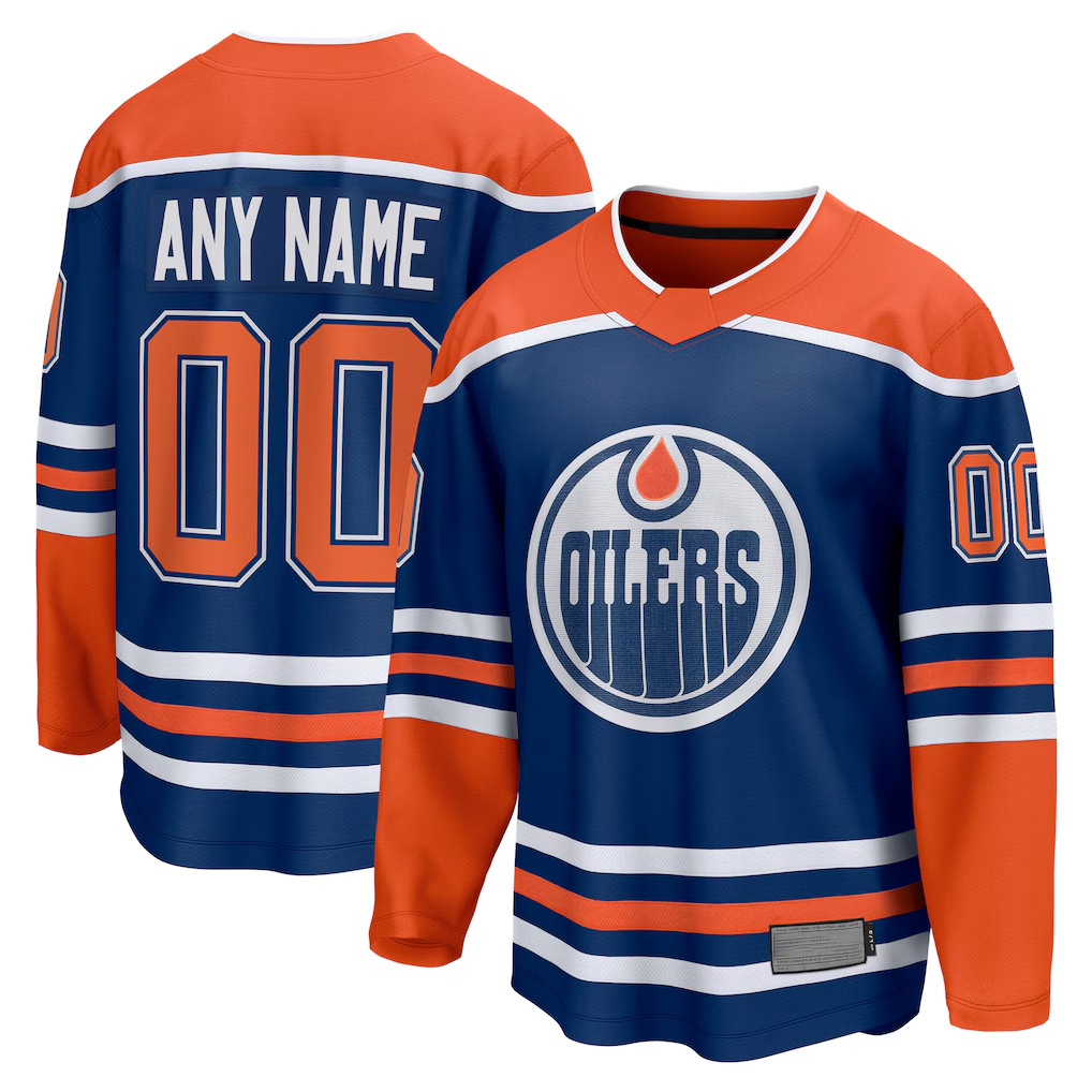Tlead Custom E.Oilers Royal Home Breakaway Jerseys