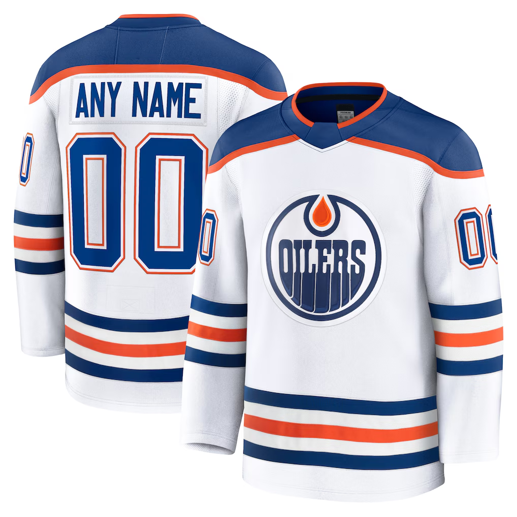 Tlead Custom E.Oilers White Away Premium Jerseys