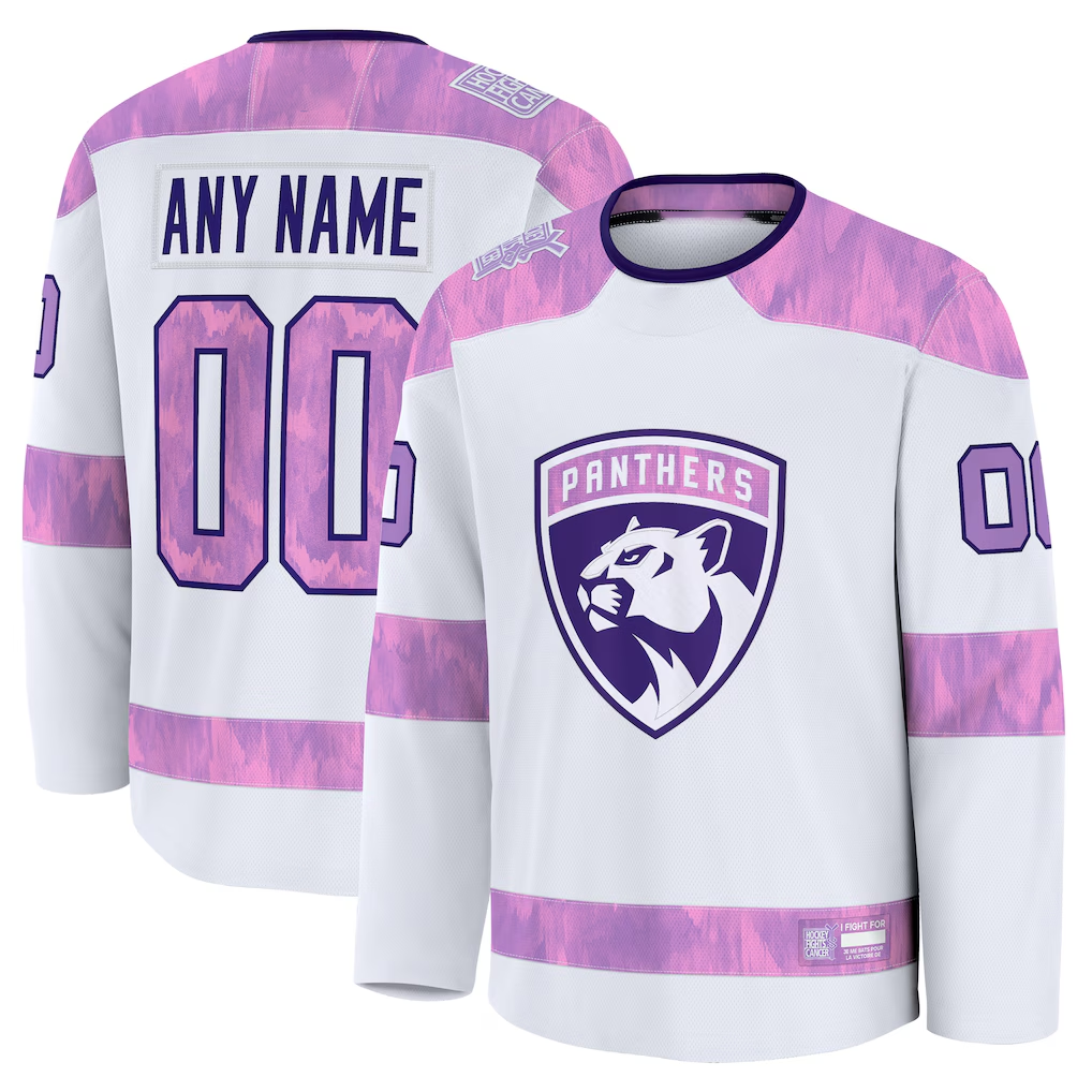 Tlead Custom F.Panthers White 2024 Hockey Fights Cancer Practice Jerseys