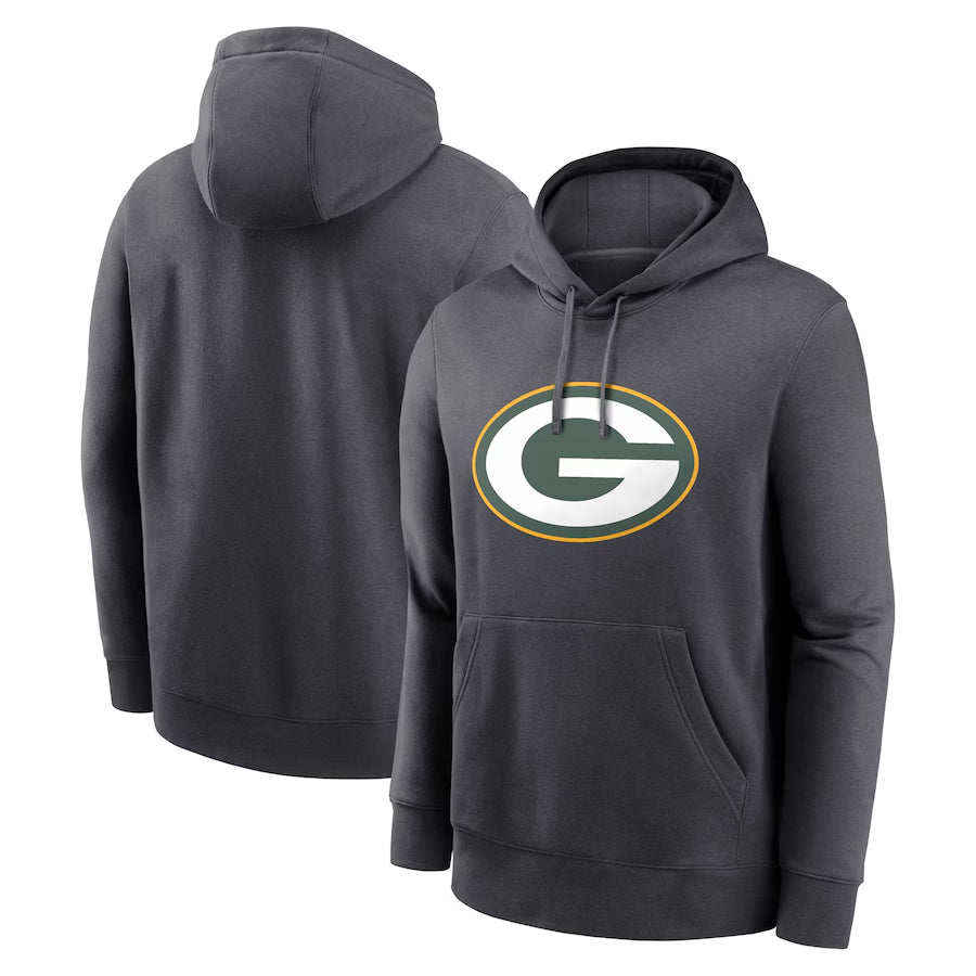 Tlead Custom GB.Packers Anthracite Pullover Hoodie Game Stitched Jerseys