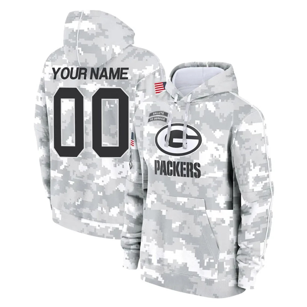 Tlead Custom GB.Packers Arctic Camo Salute to Service Hoodies Limited Game Any Name & Numbers Stitched Jerseys