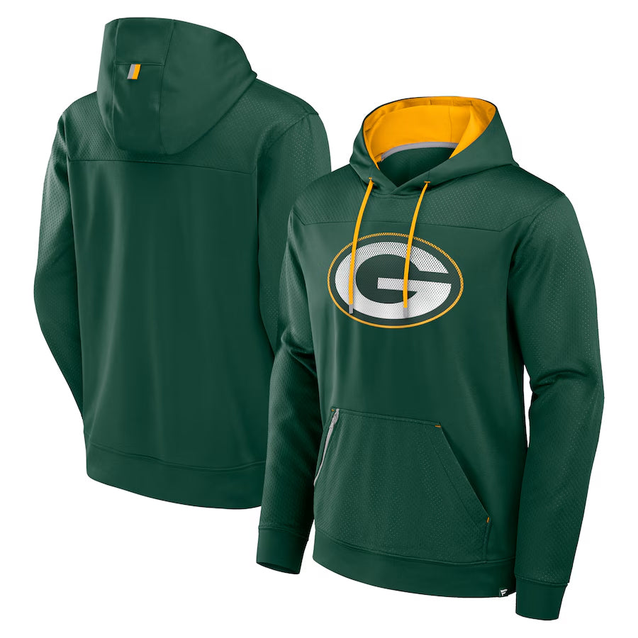 Tlead Custom GB.Packers Green Defender Pullover Hoodie Game Stitched Jerseys
