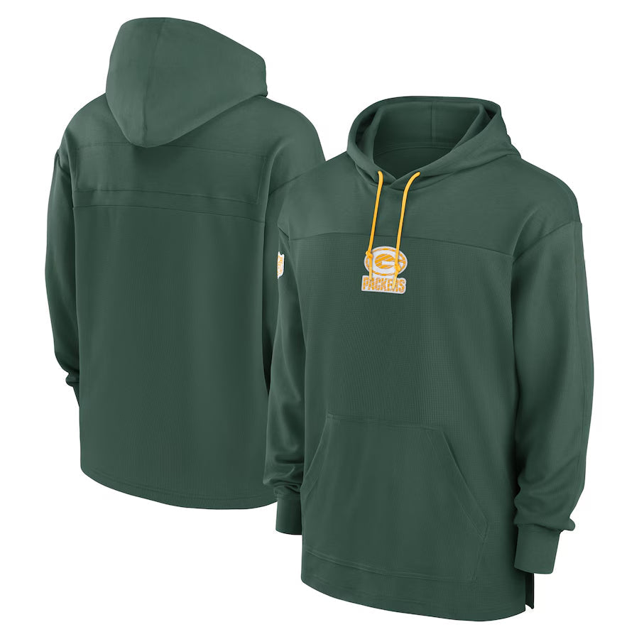 Tlead Custom GB.Packers Green Sideline Pullover Hoodie Stitched Jerseys