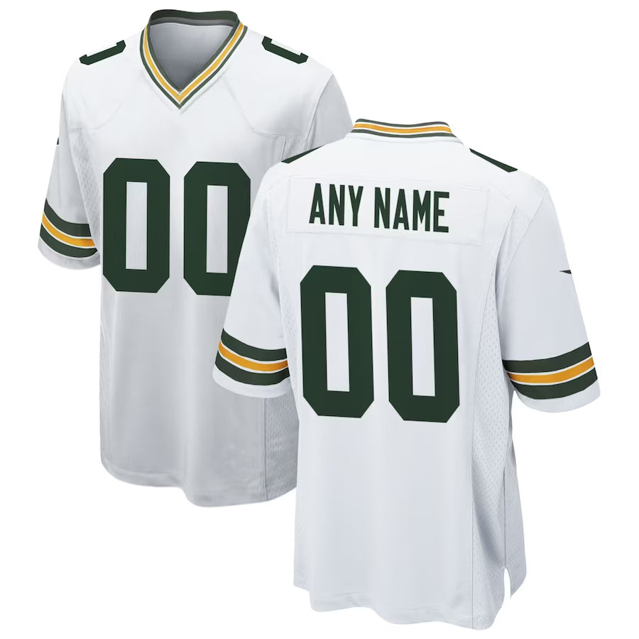 Tlead Custom GB.Packers White Home Game Stitched Jerseys