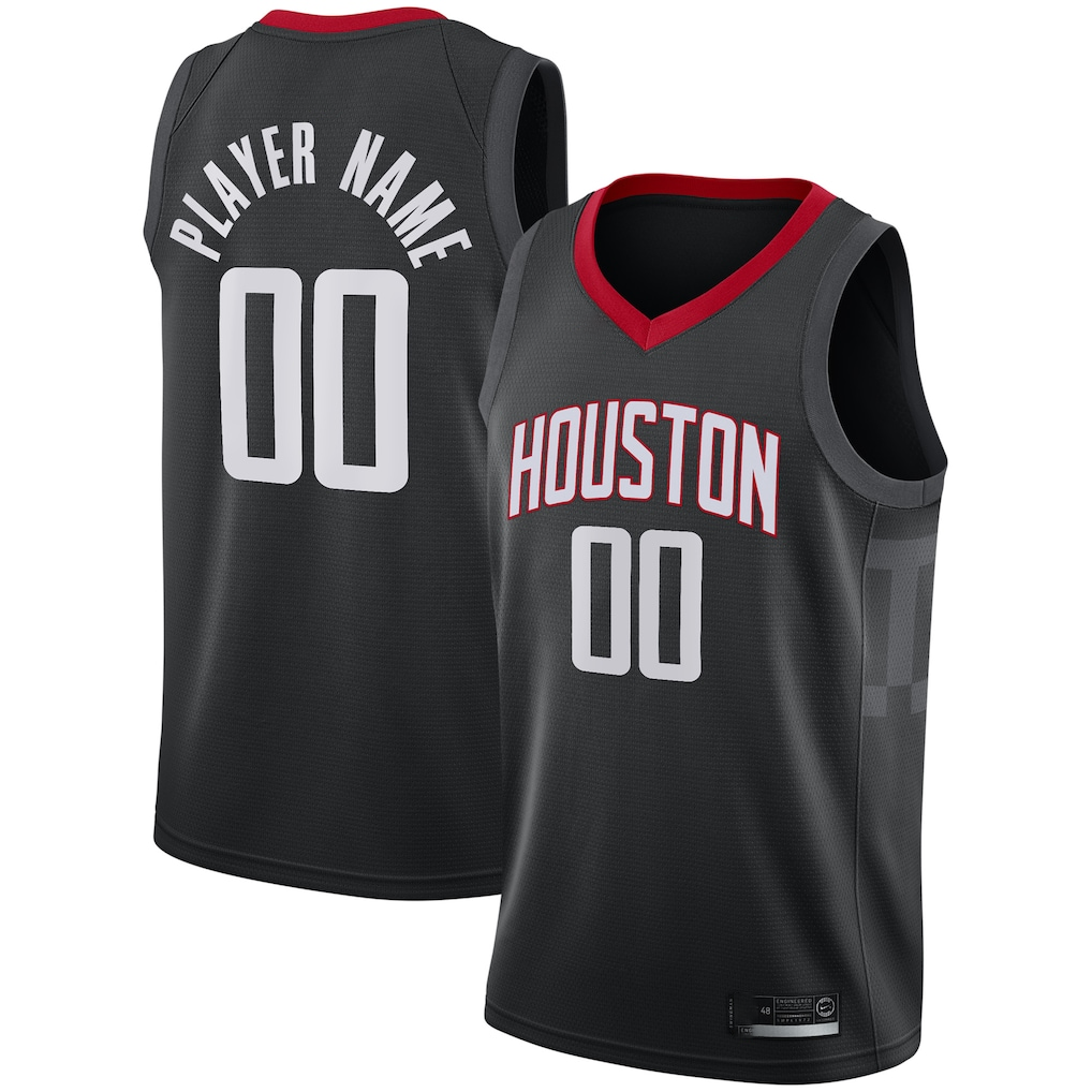 Tlead Custom H.Rockets Black Swingman Stitched Jerseys - Statement Edition
