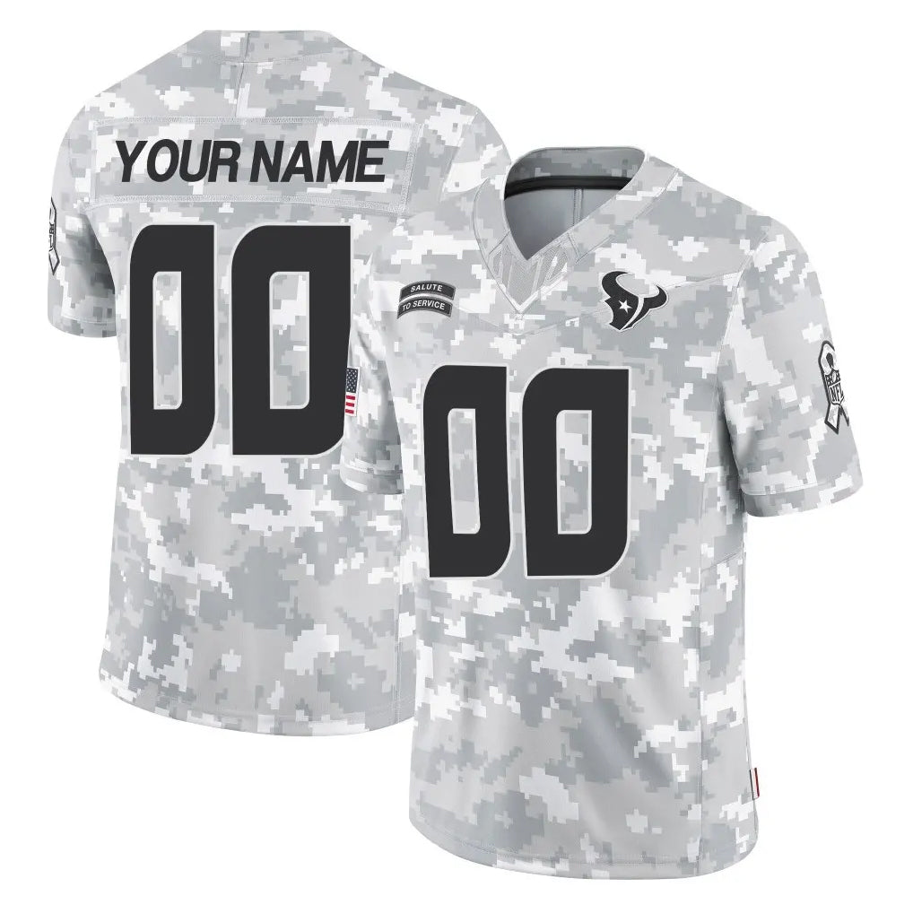 Tlead Custom H.Texans Arctic Camo Salute To Service Limited Game Any Name & Numbers Stitched Jerseys