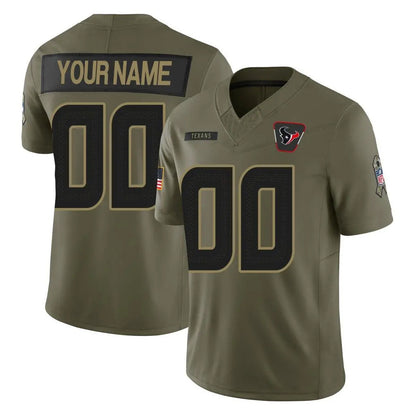 Tlead Custom H.Texans Olive 2025 Salute To Service Limited Game Any Name & Numbers Stitched Jerseys