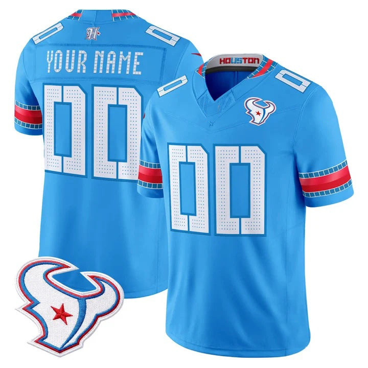 Tlead Custom H.Texans Rivalries Blue Jersey - All Stitched
