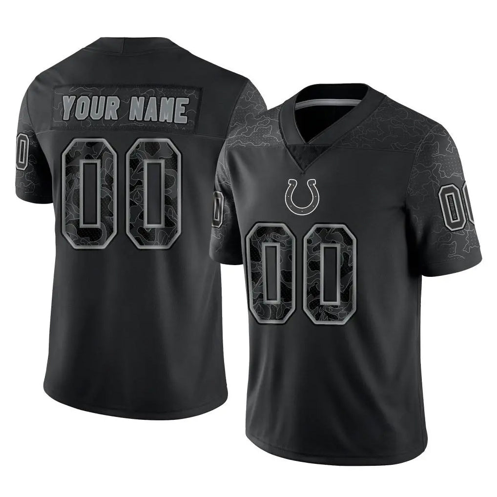 Tlead Custom IN.Colts Black Reflective Limited Game Any Name & Numbers Stitched Jerseys