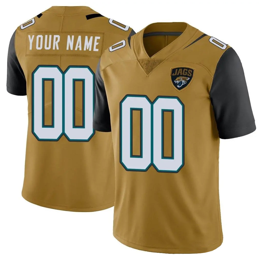 Tlead Custom J.Jaguars Gold Vapor Limited Home Game Any Name & Numbers Stitched Jerseys