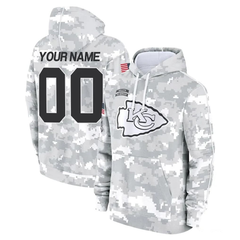 Tlead Custom KC.Chiefs Arctic Camo Salute to Service Hoodies Limited Game Any Name & Numbers Stitched Jerseys