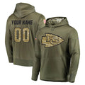 Tlead Custom KC.Chiefs Olive Salute to Service Pullover Hoodies Home Game Any Name & Numbers Stitched Jerseys
