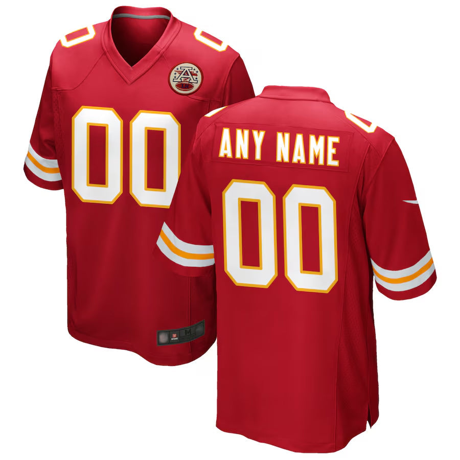Tlead Custom KC.Chiefs Red Replica Game Stitched Jerseys