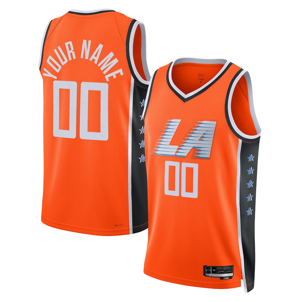 Tlead Custom LA.Clippers Orange 2025-2026 City Edition Swingman Stitched Jerseys