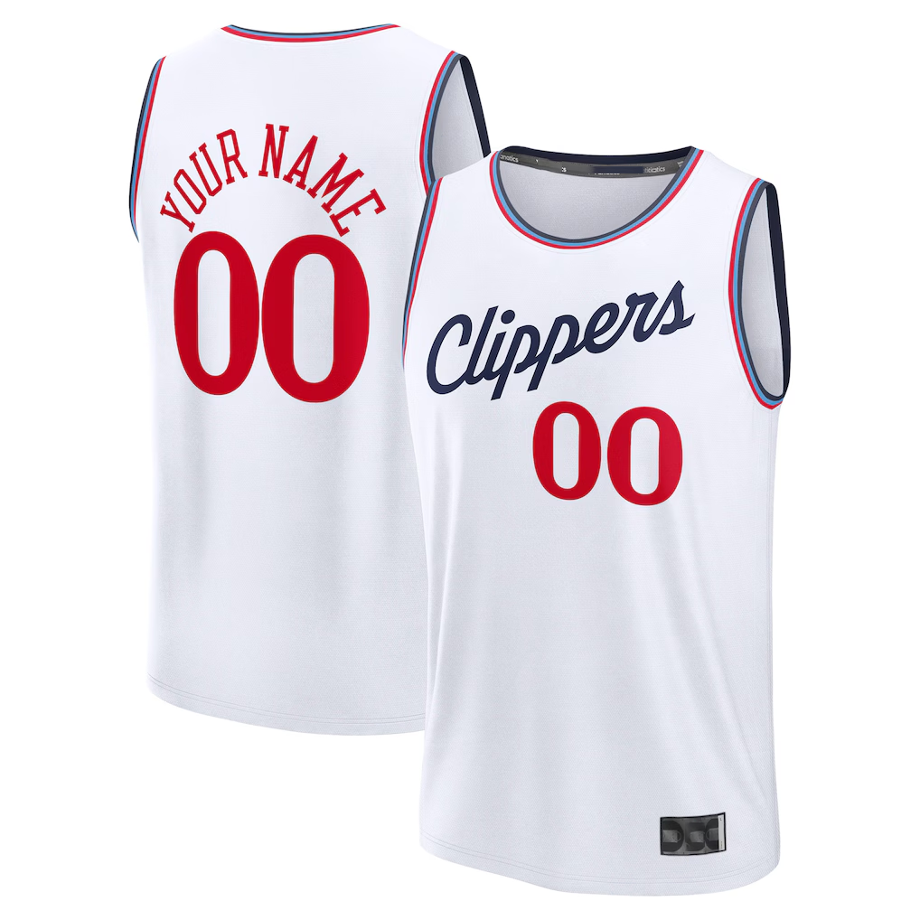 Tlead Custom LA.Clippers White Fast Break Stitched Jerseys - Association Edition