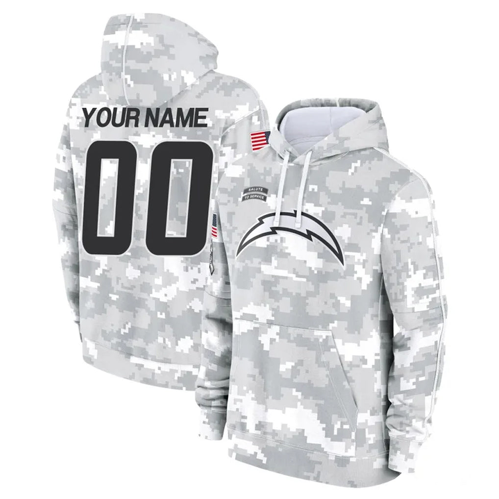 Tlead Custom LA.Chargers Arctic Camo Salute to Service Hoodies Limited Game Any Name & Numbers Stitched Jerseys