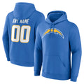 Tlead Custom LA.Chargers Blue LOGO Pullover Hoodies Home Game Any Name & Numbers Stitched Jerseys