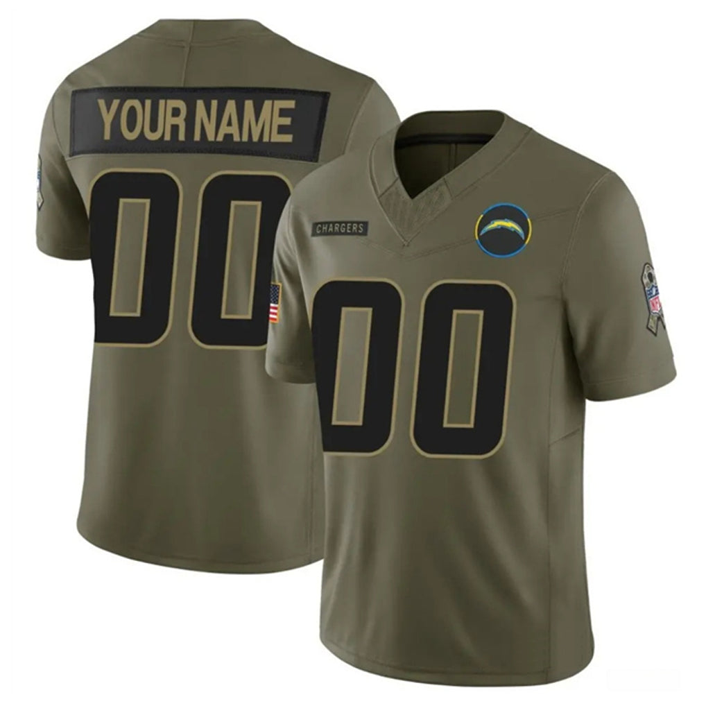 Tlead Custom LA.Chargers Salute To Service Olive Limited Stitched Jerseys