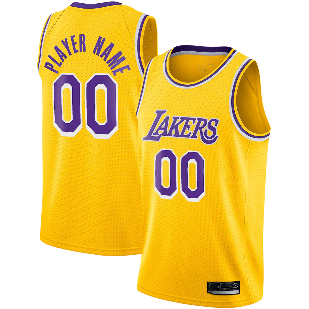 Tlead Custom LA.Lakers Gold 2020-2021 Swingman Stitched Jerseys - Icon Edition