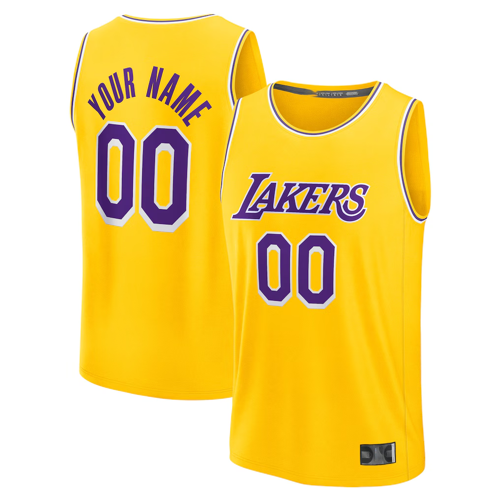 Tlead Custom LA.Lakers Gold Fast Break Stitched Jerseys - Icon Edition
