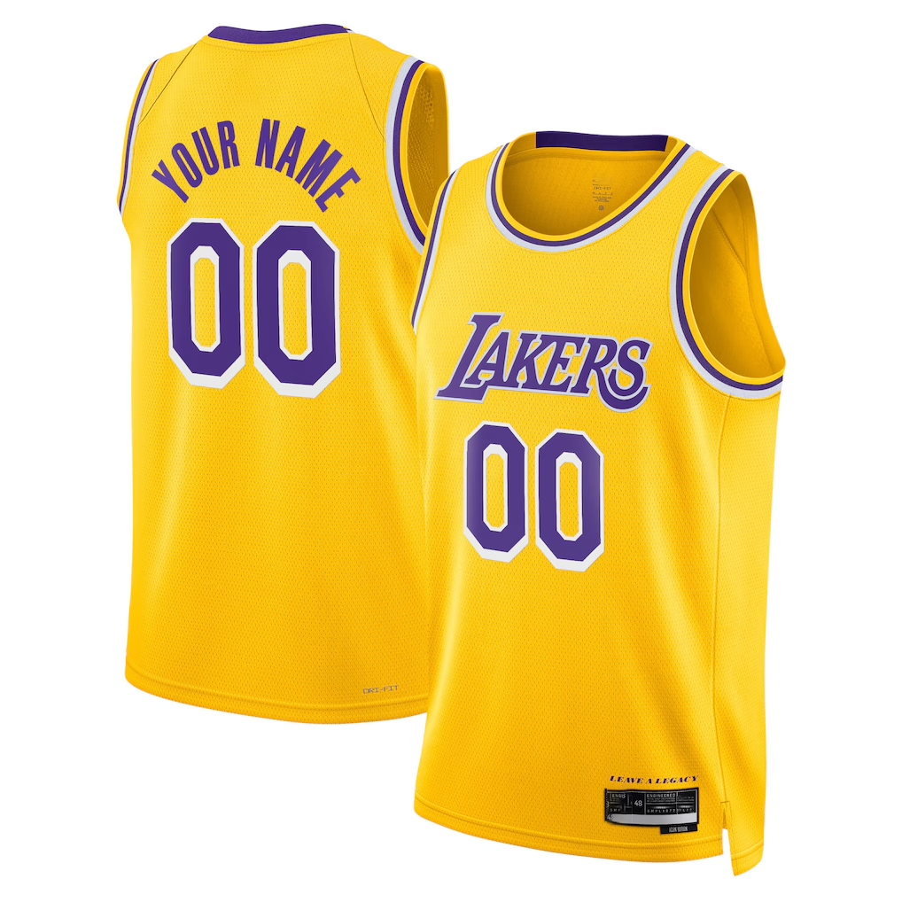 Tlead Custom LA.Lakers Gold Swingman Stitched Jerseys - Icon Edition