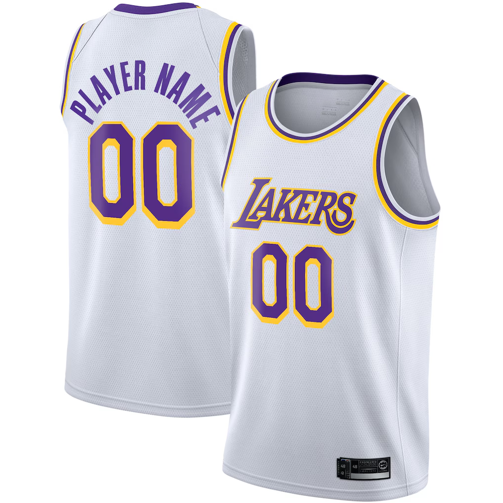 Tlead Custom LA.Lakers White 2020-2021 Swingman Stitched Jerseys - Association Edition