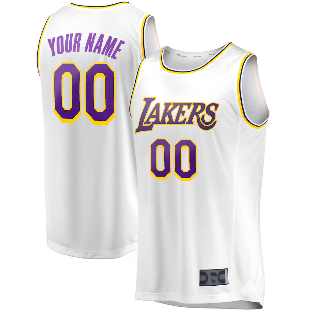 Tlead Custom LA.Lakers White Fast Break Replica Stitched Jerseys - Association Edition