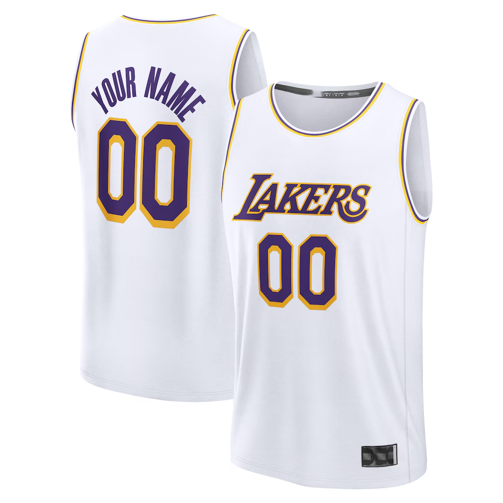 Tlead Custom LA.Lakers White Fast Break Replica Stitched Jerseys - Association Edition