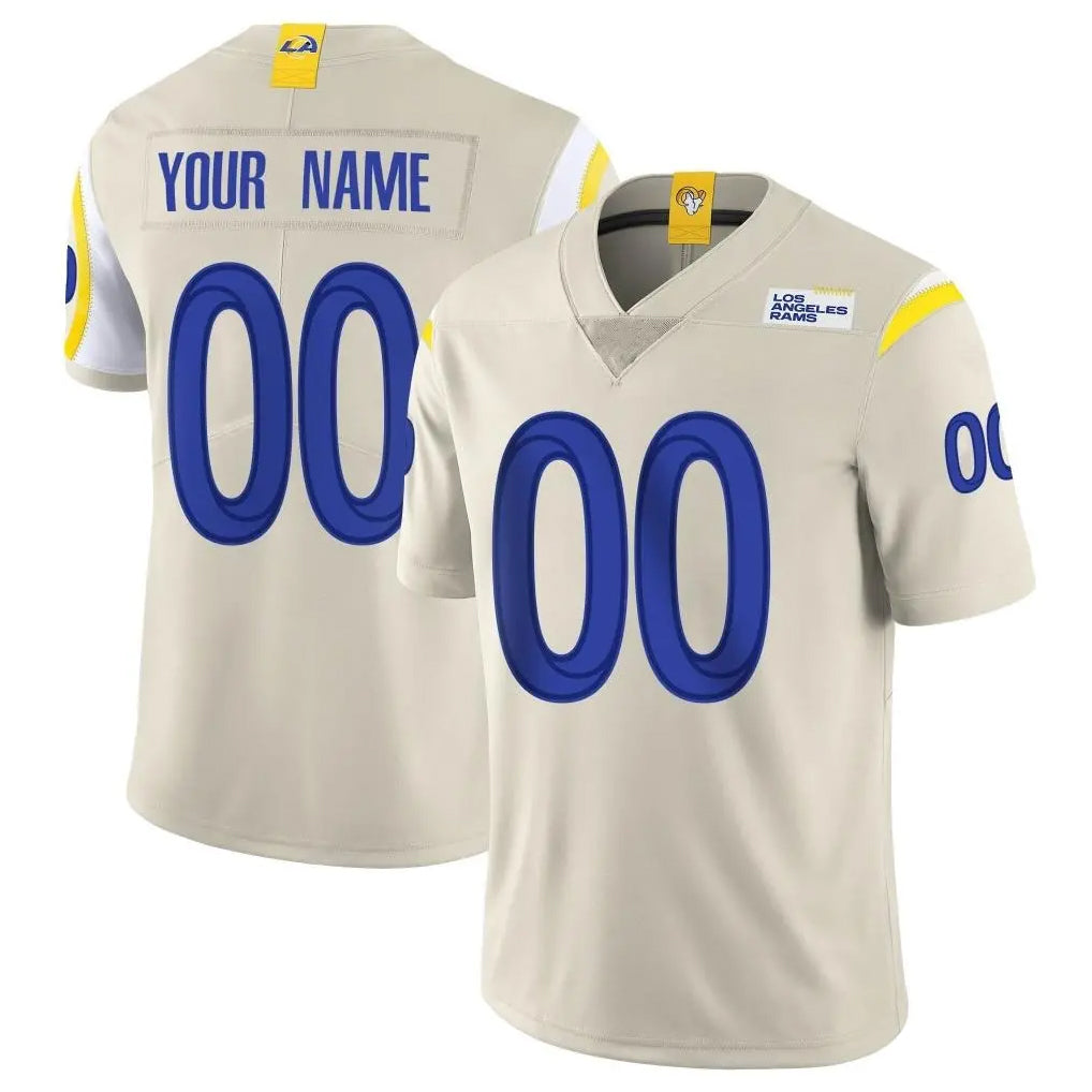 Tlead Custom LA.Rams Bone Limited Vapor Home Game Any Name & Numbers Stitched Jerseys