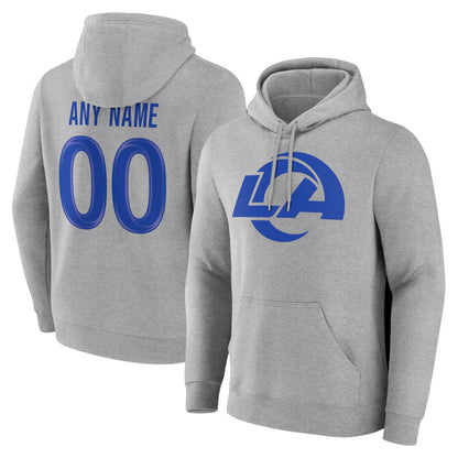 Tlead Custom LA.Rams Light Gray Pullover Hoodie Limited Game Any Name & Numbers Stitched Jerseys