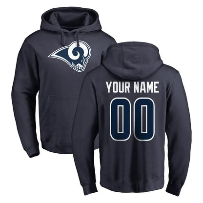 Tlead Custom LA.Rams Navy Pullover Hoodie Limited Game Any Name & Numbers Stitched Jerseys