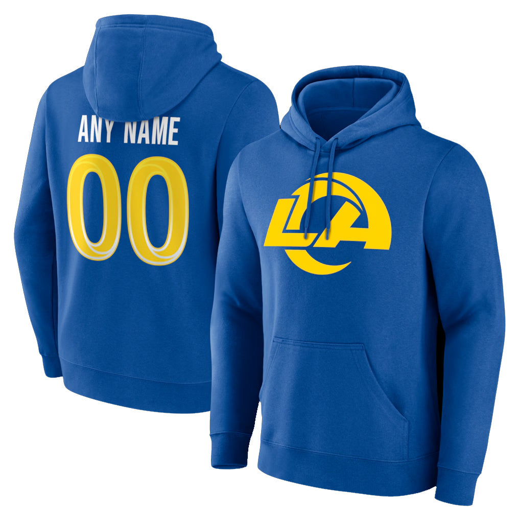 Tlead Custom LA.Rams Royal Pullover Hoodie Limited Game Any Name & Numbers Stitched Jerseys