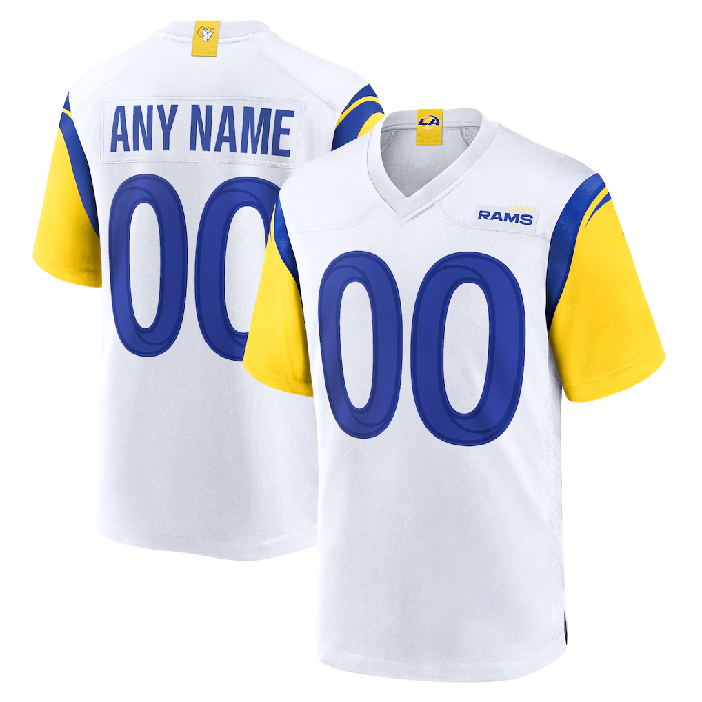 Tlead Custom LA.Rams White Alternate Stitched Jerseys