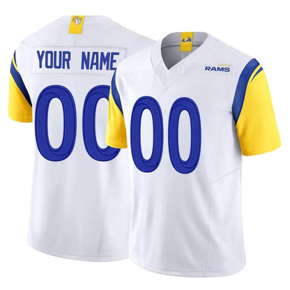 Tlead Custom LA.Rams White Limited Vapor F.U.S.E. Home Game Any Name & Numbers Stitched Jerseys