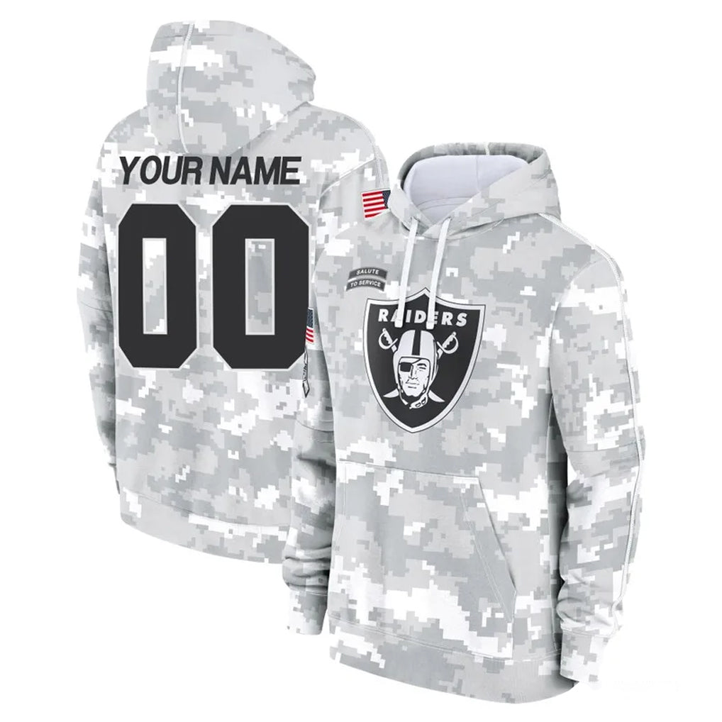 Tlead Custom LV.Raiders Arctic Camo Salute to Service Hoodies Limited Game Any Name & Numbers Stitched Jerseys