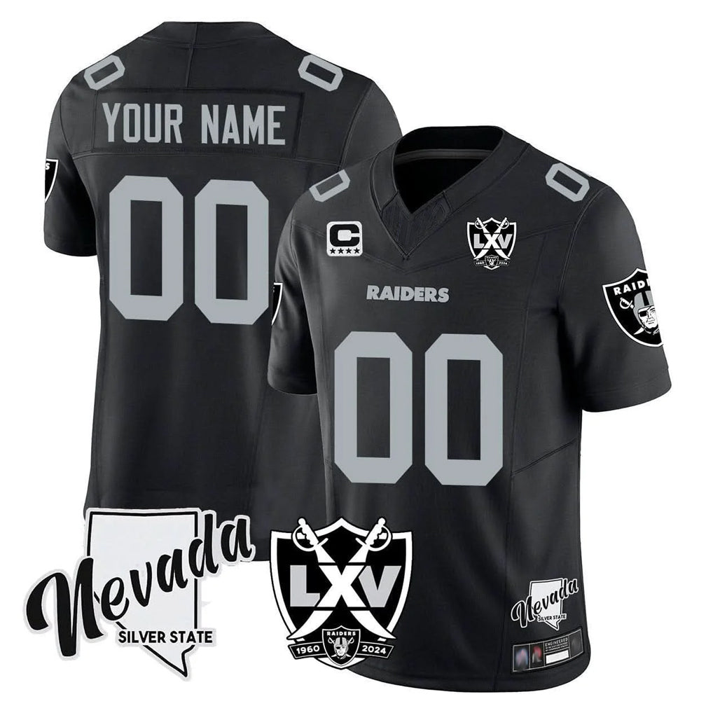Tlead Custom LV.Raiders Black 65th Anniversary Vapor Limited Home Game Any Name & Numbers Stitched Jerseys
