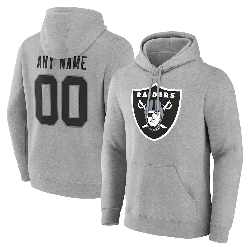 Tlead Custom LV.Raiders Gray LOGO Pullover Hoodies Home Game Any Name & Numbers Stitched Jerseys