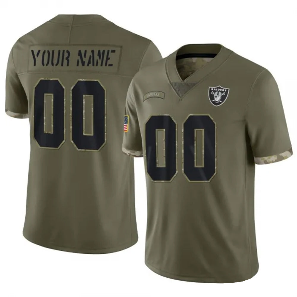 Tlead Custom LV.Raiders  Salute To Service Olive Stitched Jerseys