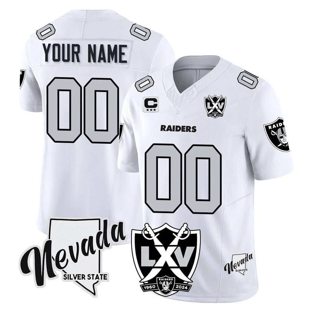 Tlead Custom LV.Raiders White 2026 Vapor Limited 65th Anniversary Home Game Any Name & Numbers Stitched Jerseys