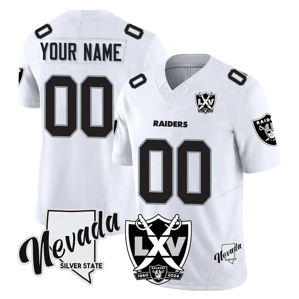Tlead Custom LV.Raiders White 65th Anniversary Vapor Limited Home Game Any Name & Numbers Stitched Jerseys