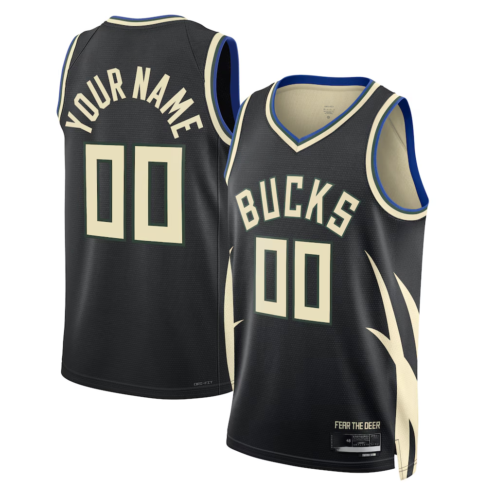 Tlead Custom M.Bucks Black 2022-23 Swingman Jerseys - Statement Edition