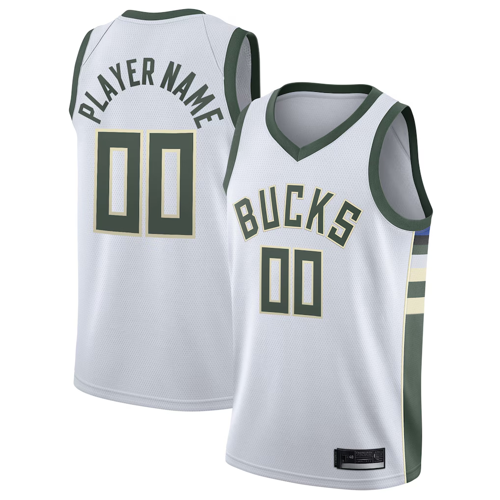 Tlead Custom M.Bucks White 2020-21 Swingman Custom Jerseys - Association Edition