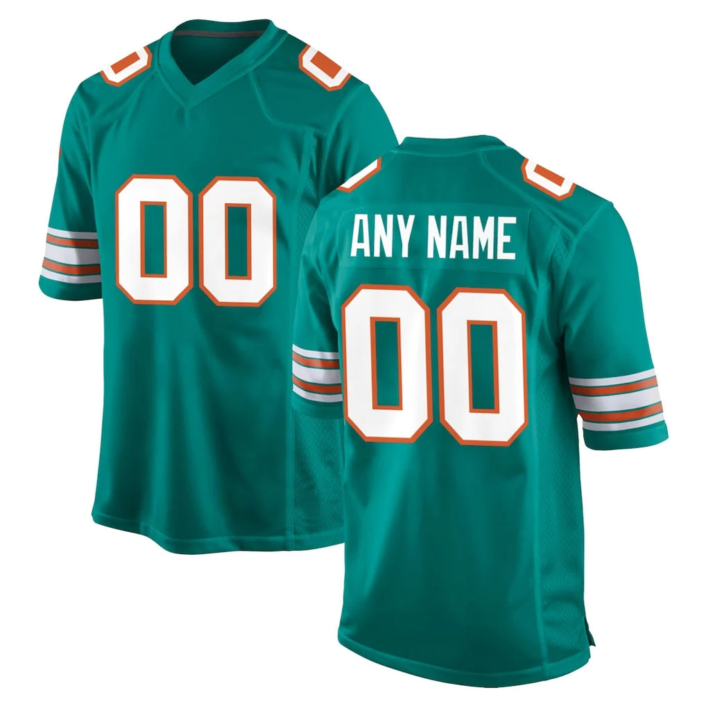 Tlead Custom M.Dolphins Aqua Alternate Home Game Any Name & Numbers Stitched Jerseys