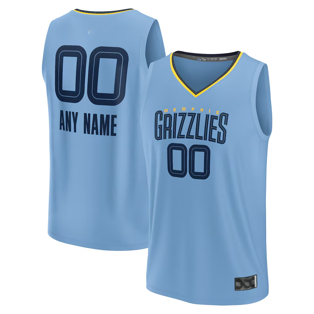 Tlead Custom M.Grizzlies Light Blue Fast Break Stitched Jerseys- Statement Edition