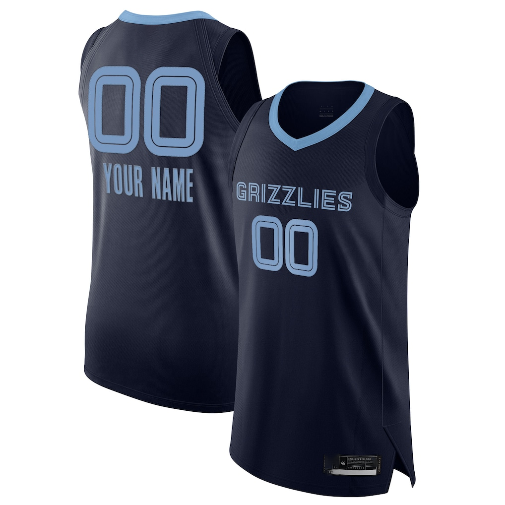 Tlead Custom M.Grizzlies Navy 2020-2021 Authentic Stitched Jerseys- Icon Edition