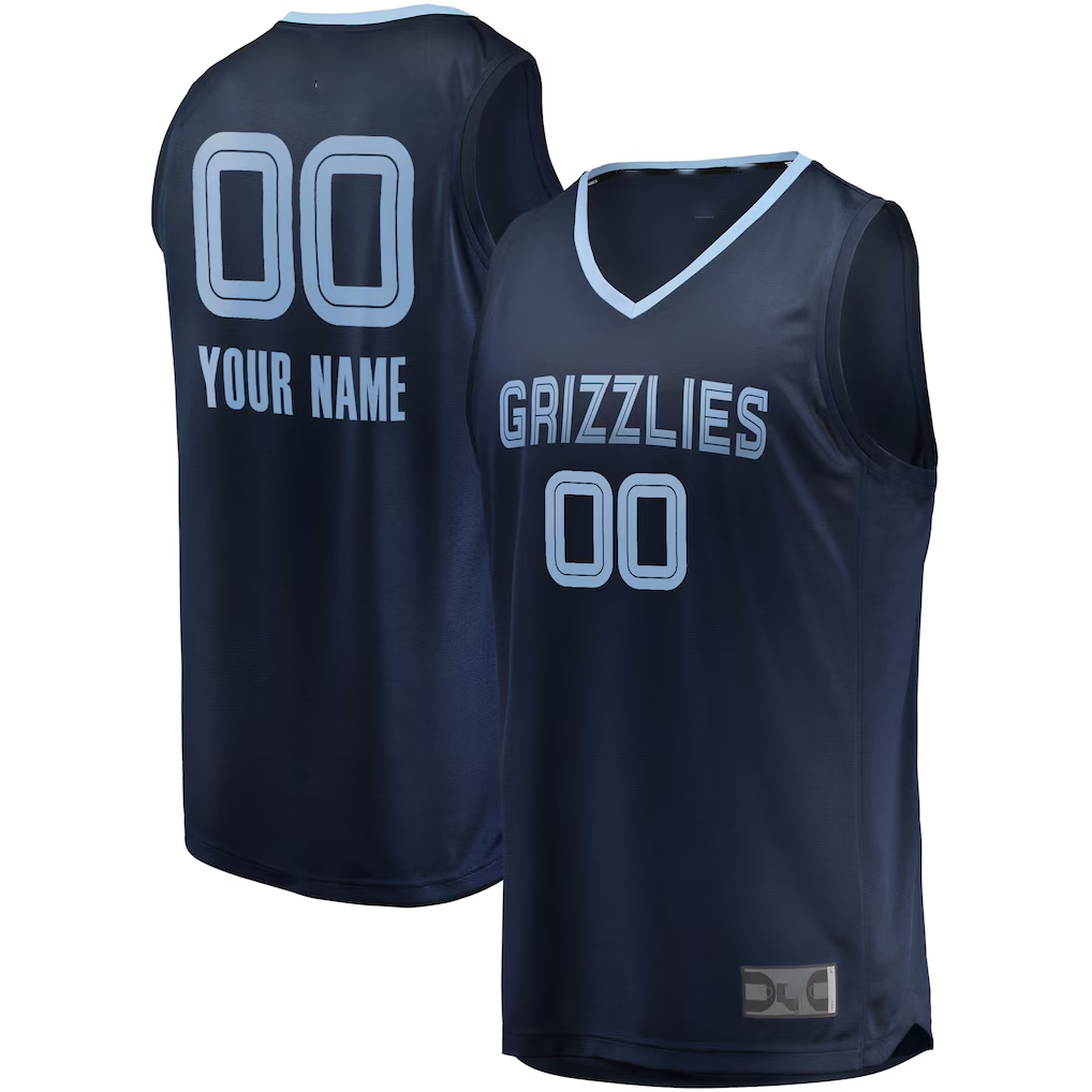 Tlead Custom M.Grizzlies Navy Fast Break Replica Stitched Jerseys- Icon Edition
