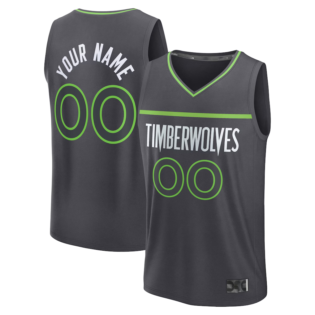 Tlead Custom M.Timberwolves Anthracite Fast Break Stitched Jerseys- Icon Edition
