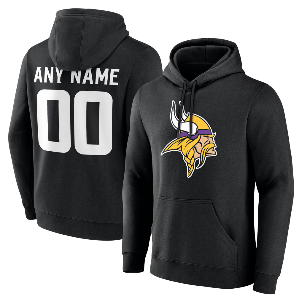 Tlead Custom MN.Vikings Black LOGO Pullover Hoodies Limited Any Name & Numbers Stitched Jerseys