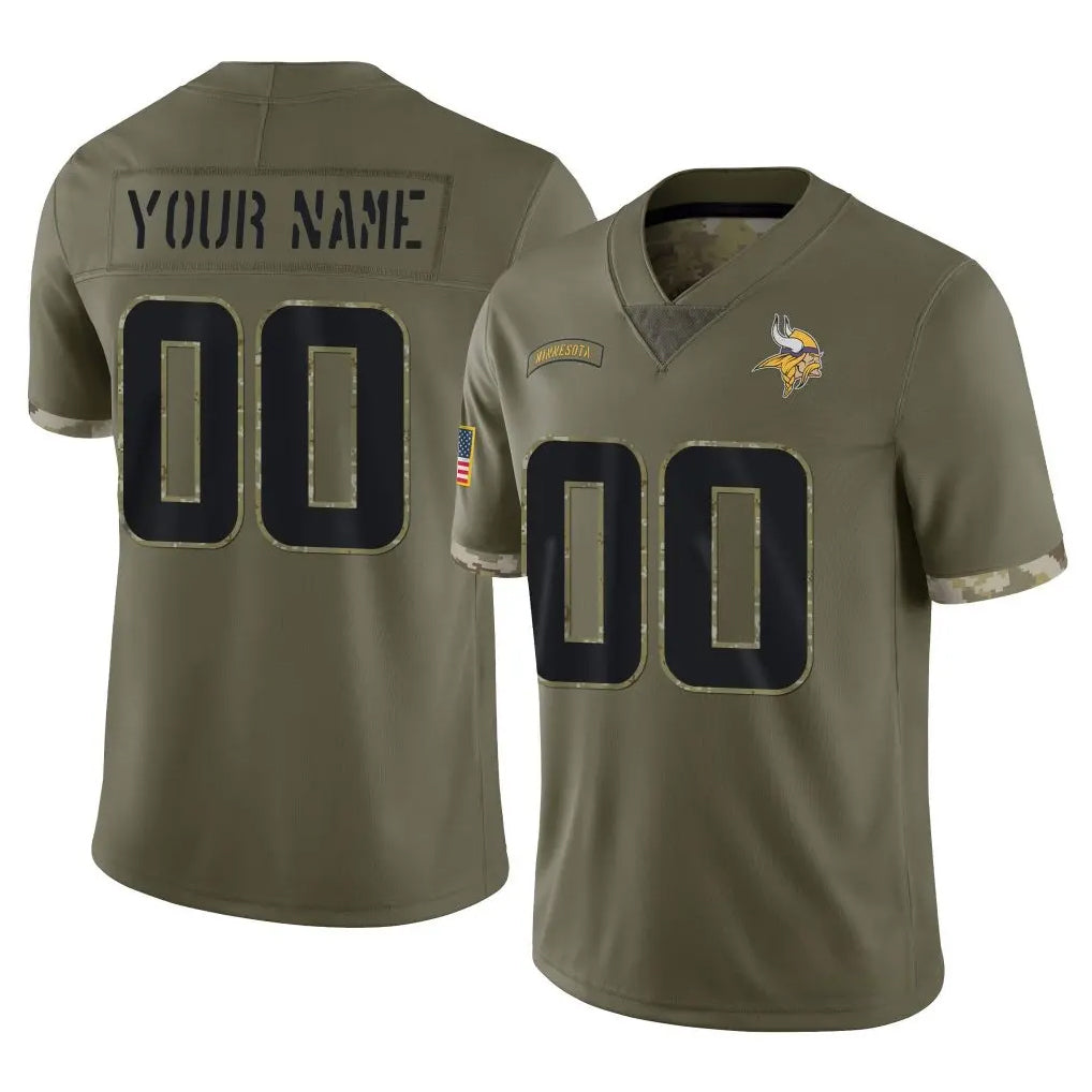 Tlead Custom MN.Vikings Olive Salute To Service Limited Any Name & Numbers Stitched Jerseys